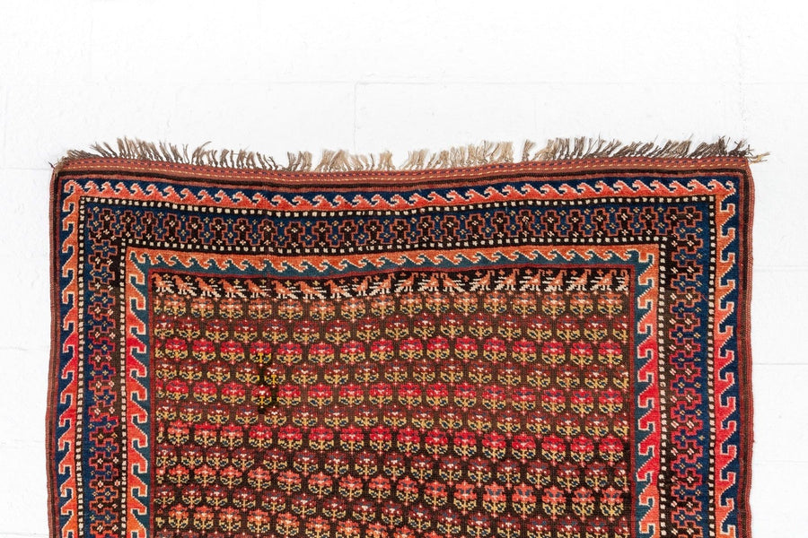 Antique Handmade Kurdish Red and Pink Floor Rug Runner 6x11