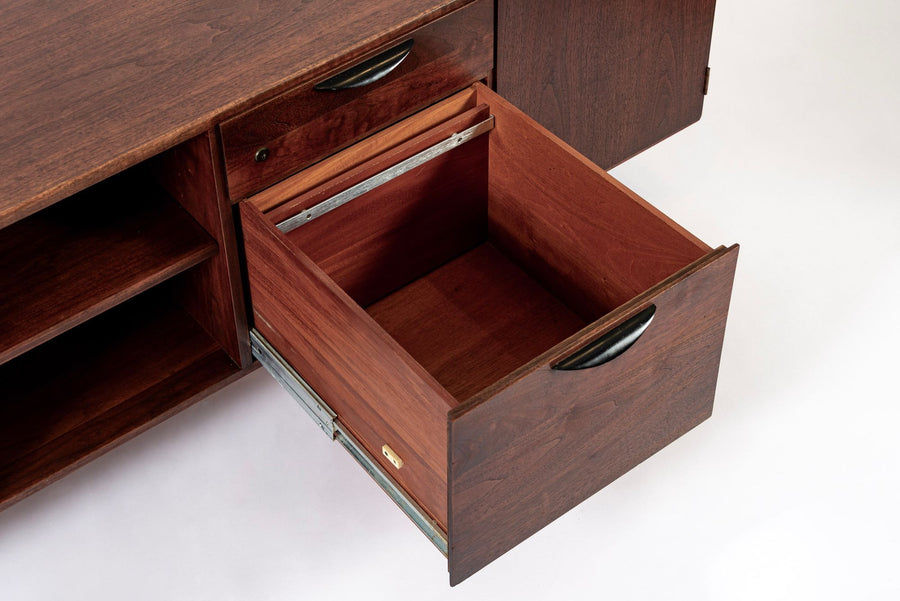 Mid Century Walnut Wood File Cabinet Credenza by Jens Risom