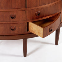 Mid Century Danish Modern Teak Corner Cabinet with Pivoting Drawers