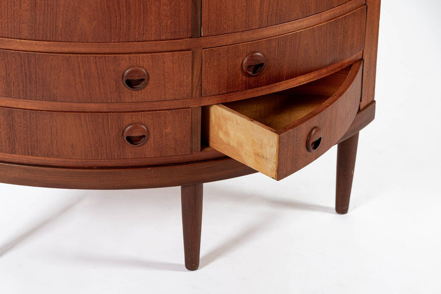 Mid Century Danish Modern Teak Corner Cabinet with Pivoting Drawers