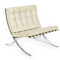Mid Century Cream Barcelona Chairs by Mies van der Rohe for Knoll, 1980s