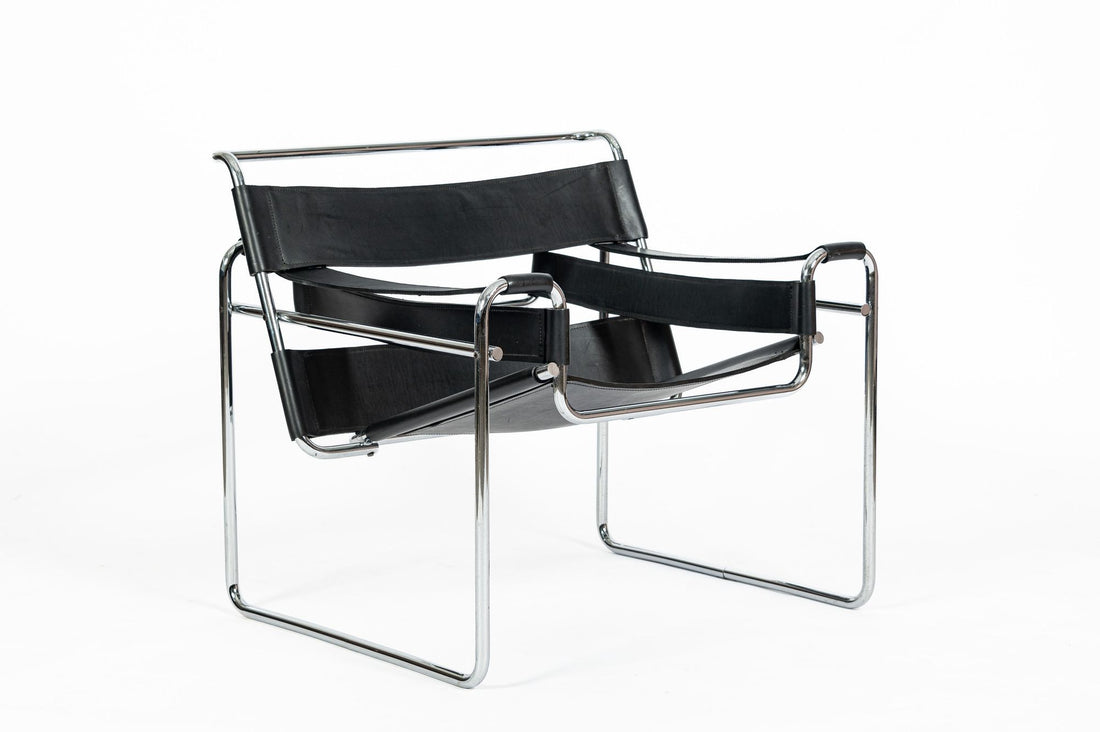 Vintage Mid Century Black Wassily Chair by Marcel Breuer (attr.) 1970s