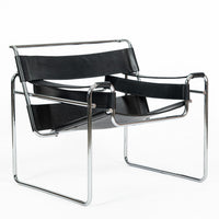 Vintage Mid Century Black Wassily Chair by Marcel Breuer (attr.) 1970s