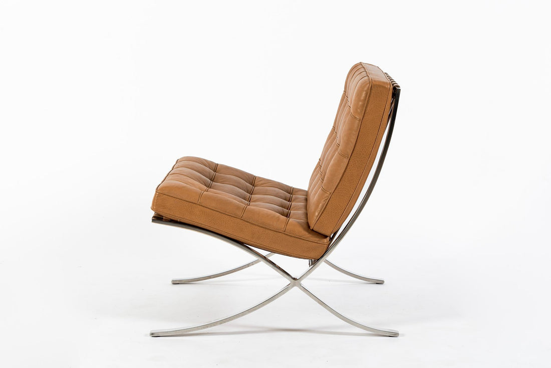 Mid Century Brown Leather Barcelona Chair by Mies van der Rohe for Knoll, 1983