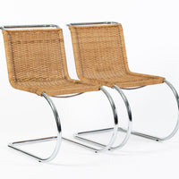Mies van der Rohe MR10 Cane and Chrome Cantilever Dining Chairs for Stendig, Bauhaus Pair