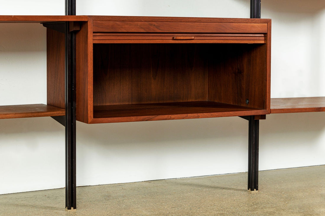 Early Production George Nelson OMNI Three-Bay Modular Walnut Wall Unit by Structural Products, Circa 1961
