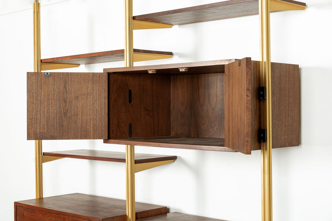 Mid Century Omni Wood Modular Wall Unit Shelving & Bookcase by George Nelson