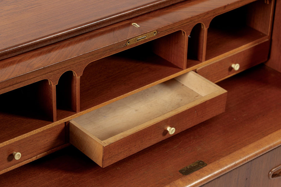Mid Century Swedish Teak Rolltop Secretary Desk by Egon Ostergaard