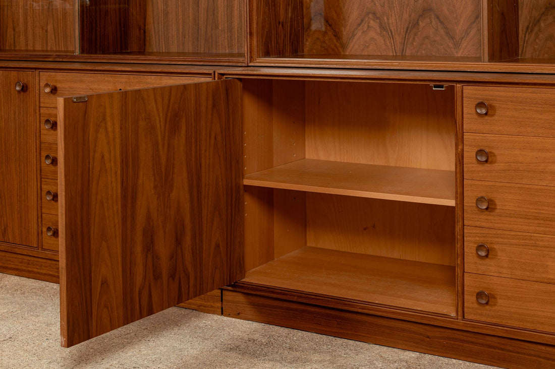 Pair of Swedish Mid-Century Modern Teak Bookcase Display Cabinets, 1960s