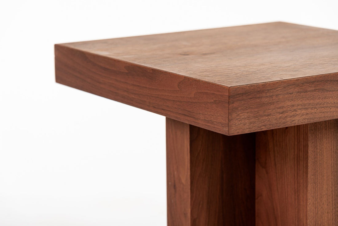 Mid Century Walnut Wood Side Tables Milo Baughman Style 1970s