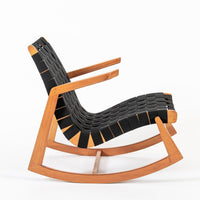 Rare Early Mid Century Wooden Rocking Chair by Ralph Rapson, 1940s