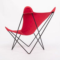 Vintage Mid Century Red Butterfly Canvas and Metal Chair by Knoll, 1970s