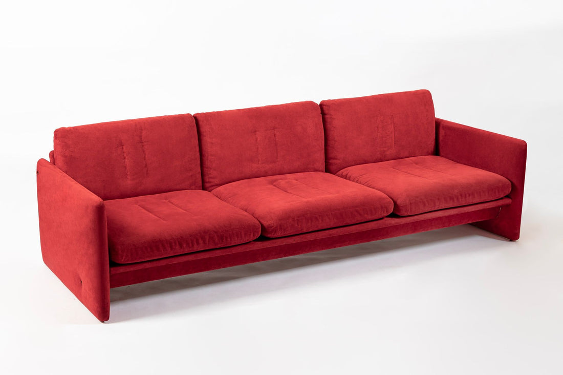 Vintage Italian Modern Red Simone Sofa by Simon International, Italy, Circa 1972