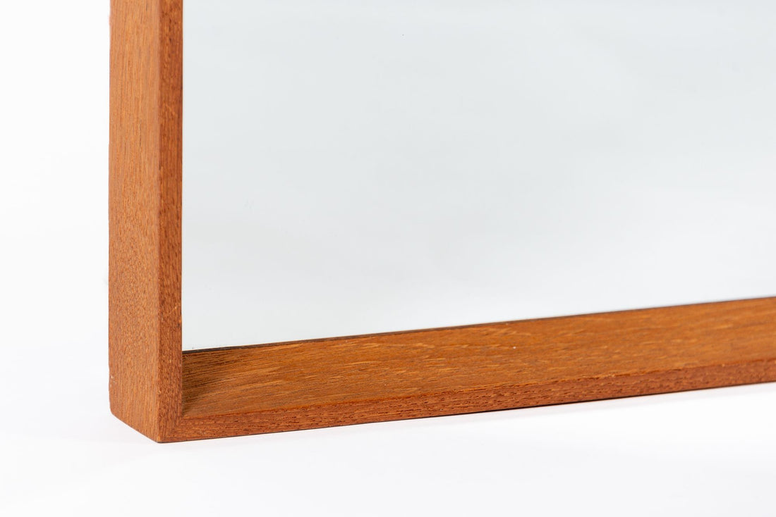 Vintage Mid Century Square Teak Wood Hanging Wall Mirror