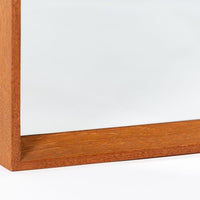 Vintage Mid Century Square Teak Wood Hanging Wall Mirror
