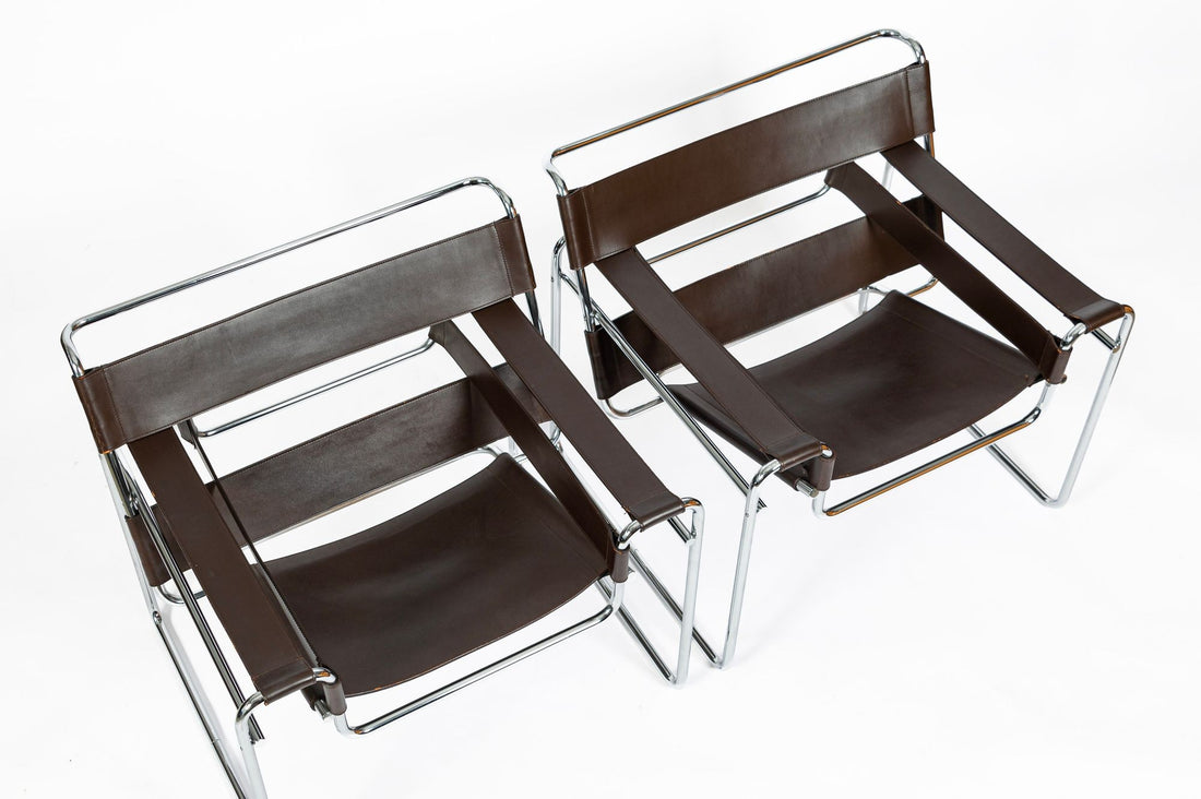 Pair of Mid Century Brown Wassily Chairs by Marcel Breuer for Stendig, 1960s, Labeled