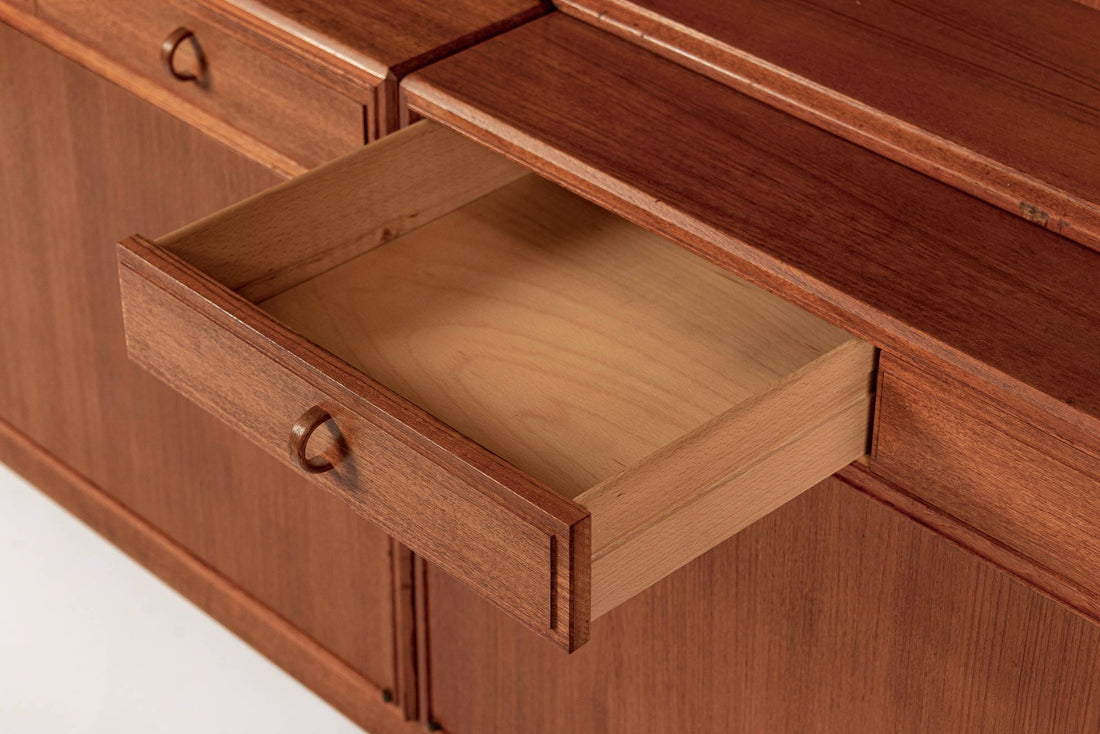 Large Mid Century Swedish Teak Wood Bookshelf Wall Unit by Bodafors