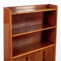 Scandinavian Modern Figured Mahogany Secretary Bookcase Cabinet 1960s