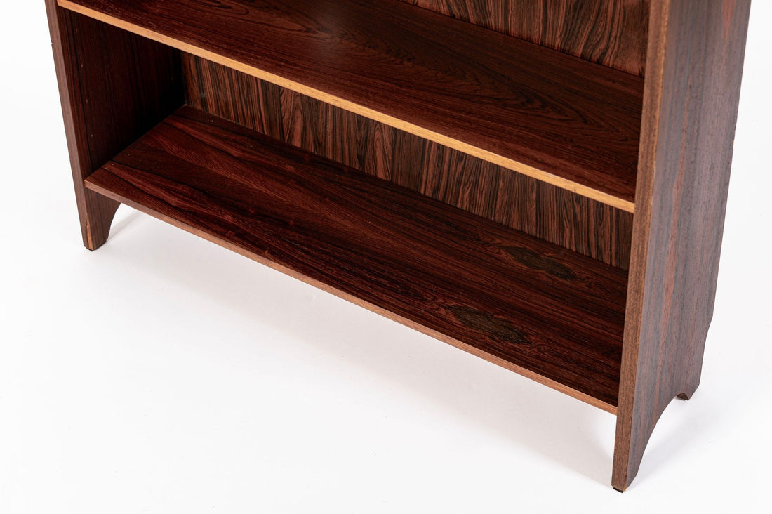Mid Century Rosewood Bookcase, Scandinavian Tall Display Shelf, 3 Avail