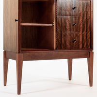 Mid Century Danish Modern Dark Wood Tall Cabinet