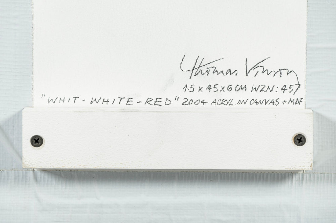 Contemporary Geometric Abstract Art Wall Reliefs by Thomas Vinson White–White–Red, 2004