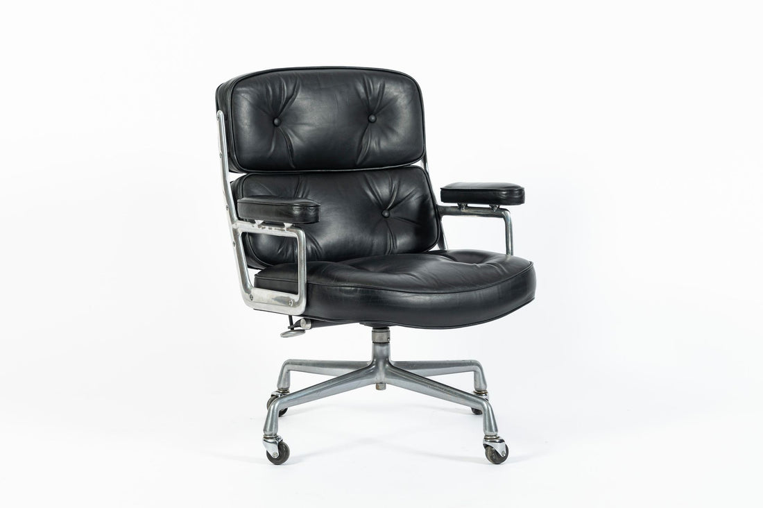 Eames Time Life Executive Lobby Chair Herman Miller Black Leather Office Chair