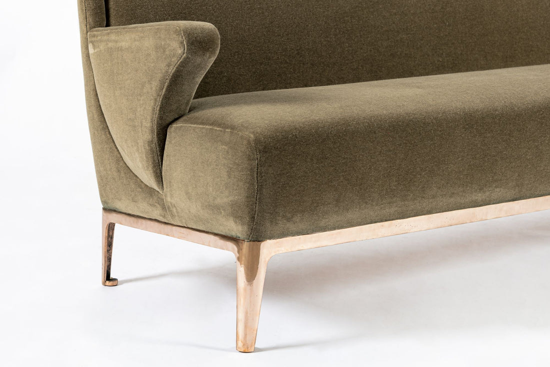 Restored 1940s Art Deco Sofa Mink Mohair, Matching Chair Available
