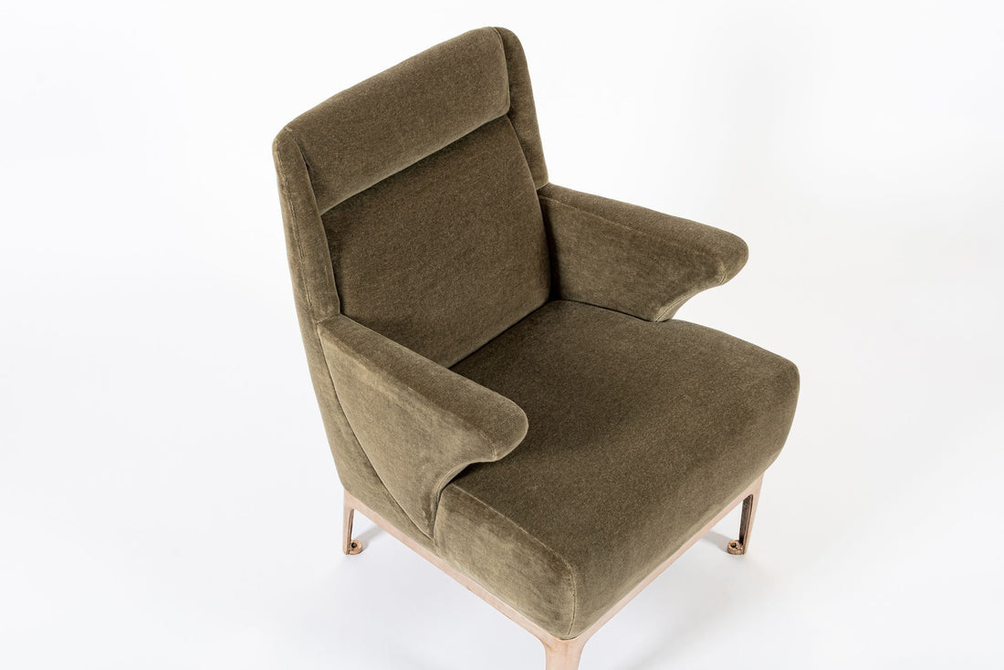 Restored 1940s Art Deco Lounge Chair Mink Mohair, Matching Sofa Available