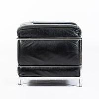 Authentic Cassina LC2 Black Leather Petit Lounge Chair by Le Corbusier, 4x Avail