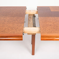 Mid Century Wood & Cork Extendable Dining Table by Edward Wormley
