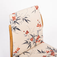 Mid Century Danish Wood Side Chairs with Floral Fabric, 1950s