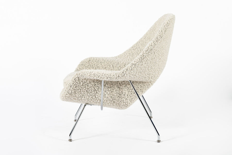Early Restored Mid Century Ivory Wool Womb Chair by Saarinen for Knoll, Multiples/Custom Avail