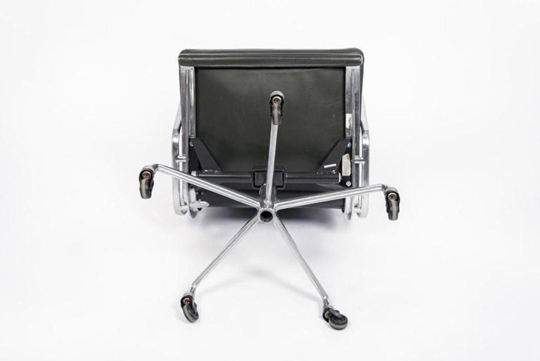 Dark Gray Leather Office Chair by Eames for Herman Miller Aluminum Group