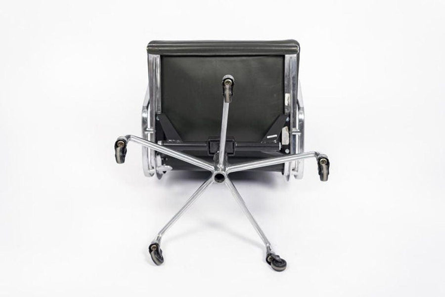 Dark Gray Leather Office Chair by Eames for Herman Miller Aluminum Group