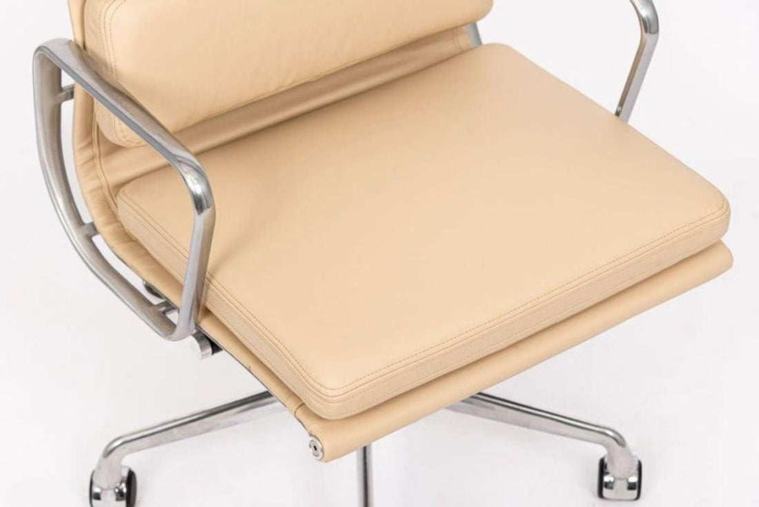 Eames for Herman Miller Cream Leather Office Chair Pair 2000s