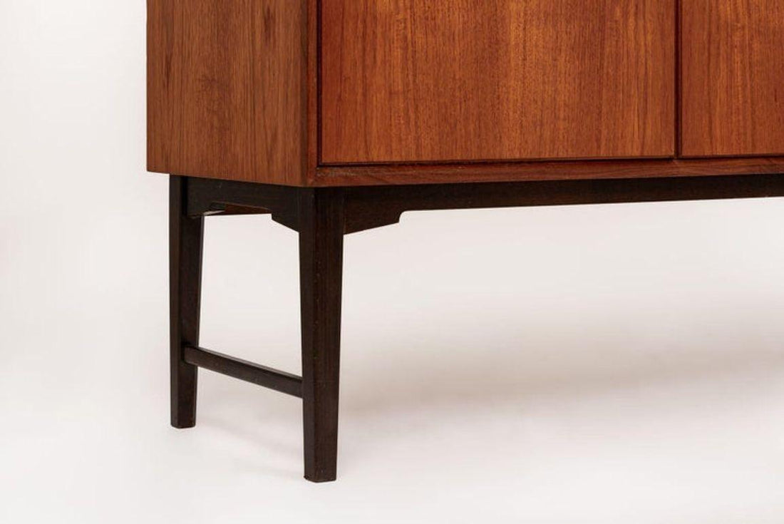 Mid Century Swedish Teak Wood High Cabinet Credenza or Sideboard