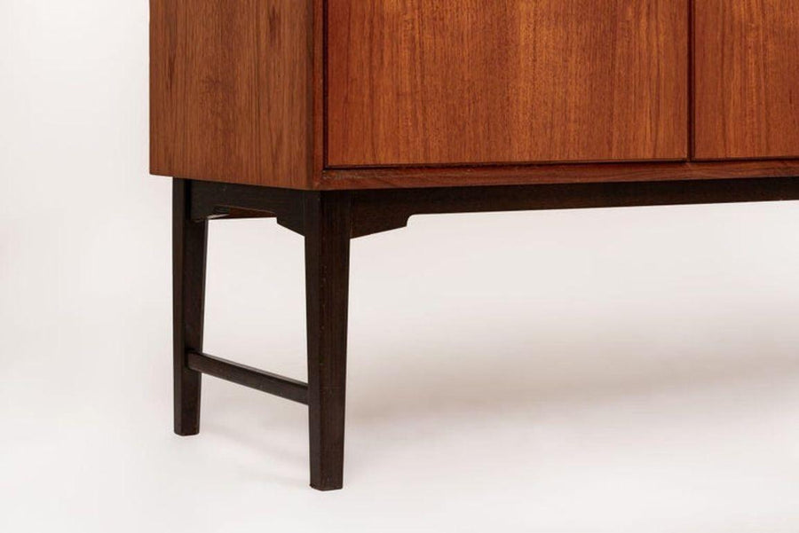 Mid Century Swedish Teak Wood High Cabinet Credenza or Sideboard