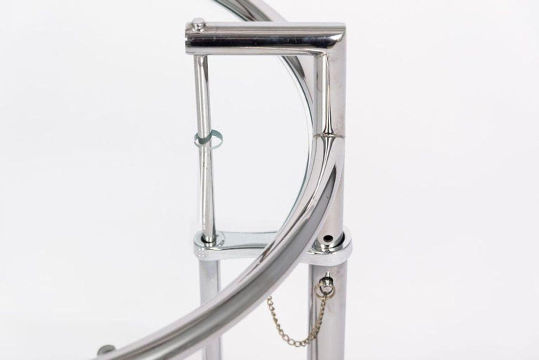 Mid Century Modern Glass & Chrome Round Side Table by Eileen Gray (attr.)