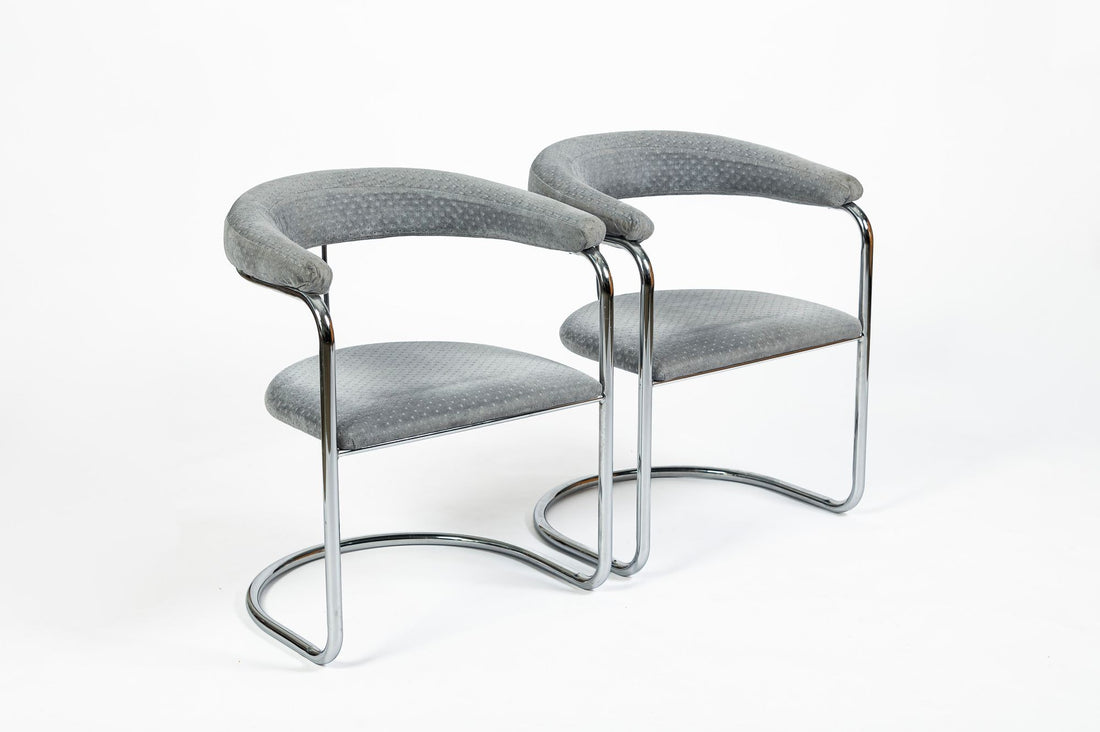 Set of 6 Mid-Century Modern SS33 Chrome Dining Chairs by Anton Lorenz for Thonet, 1970s