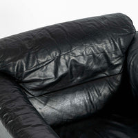 Mid Century Danish Black Leather Lounge Chair in Style of Arne Norell, Matching Sofa