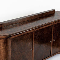 Antique French Art Deco Wood Parquetry Sideboard Cabinet by Adolphe Chanaux (attr)