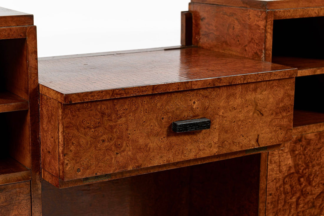 American Art Deco Birdseye Maple Vanity Cabinet or Dressing Table, Circa 1930