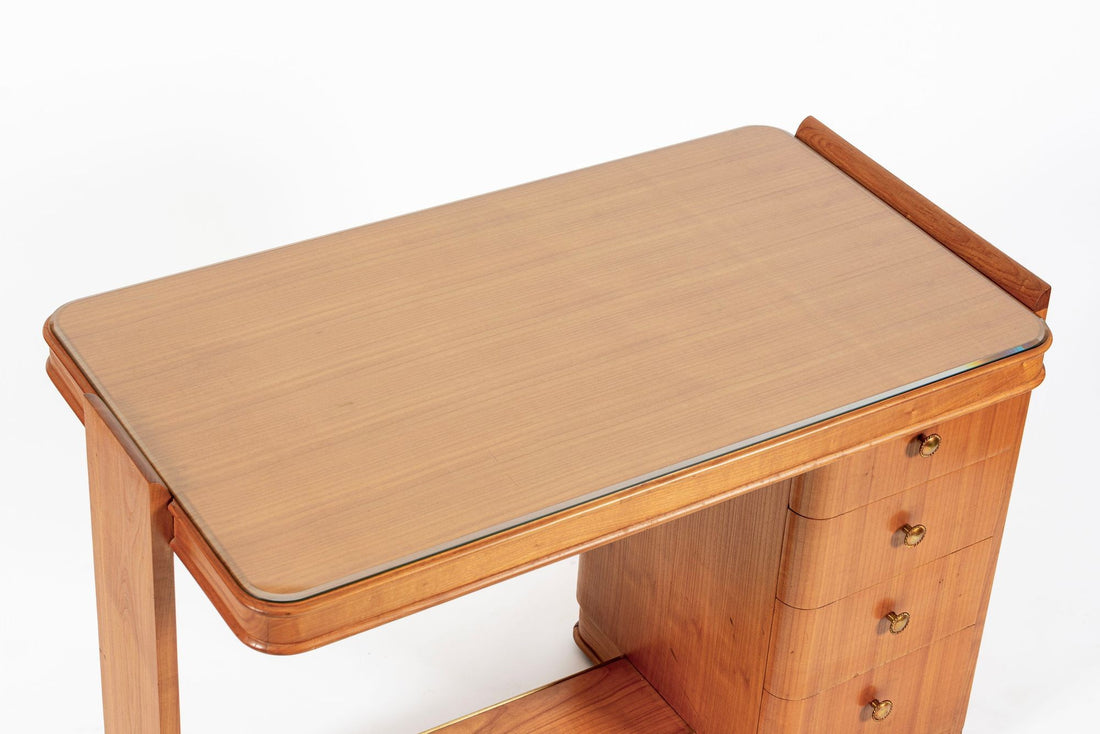 Antique French Art Deco Dominique Lemonwood Desk 1930s