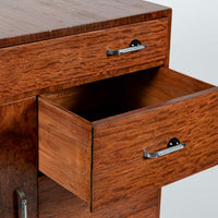 Art Deco Tiger Wood Dresser Cabinet, Vintage Streamline Modern 1940s