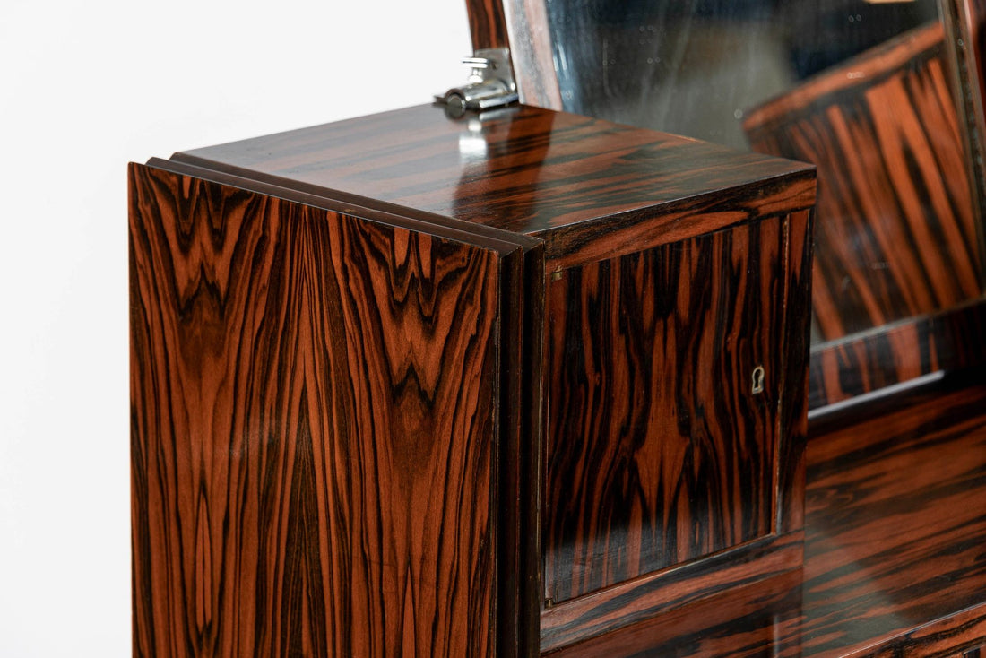 Antique French Art Deco Macassar Ebony Vanity Cabinet by Georges Champion (attr)