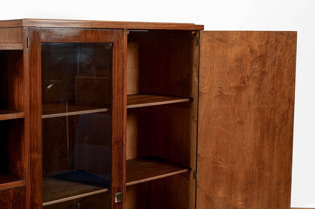 Antique French Art Deco Rosewood Vitrine Display Cabinet or Bookcase, 1940s