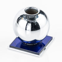 Art Deco Chrome and Cobalt Blue Candleholders by Walter von Nessen for Chase, 1930s