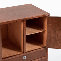 Antique Art Deco Scandinavian Small Oak Wood Side Cabinet or Nightstand 1950s