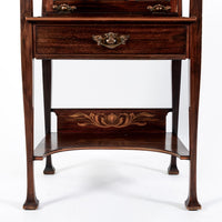 Antique Art Nouveau Scottish Mahogany Floral Secretary Cabinet