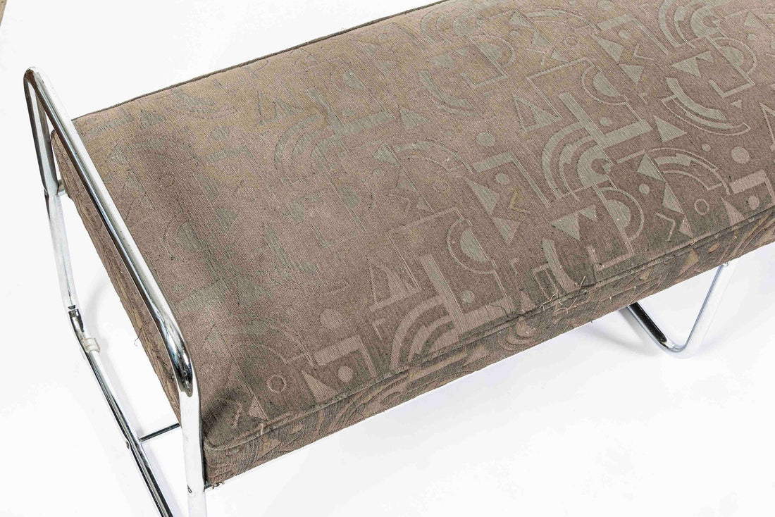 Antique Hoffmann Bauhaus Daybed Bench for Howell, Art Deco Chrome Tubular Steel Bench, 1940s
